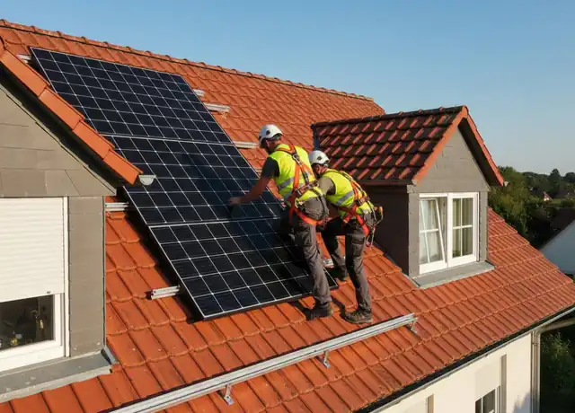 Solarteur bei der Montage in Villmar